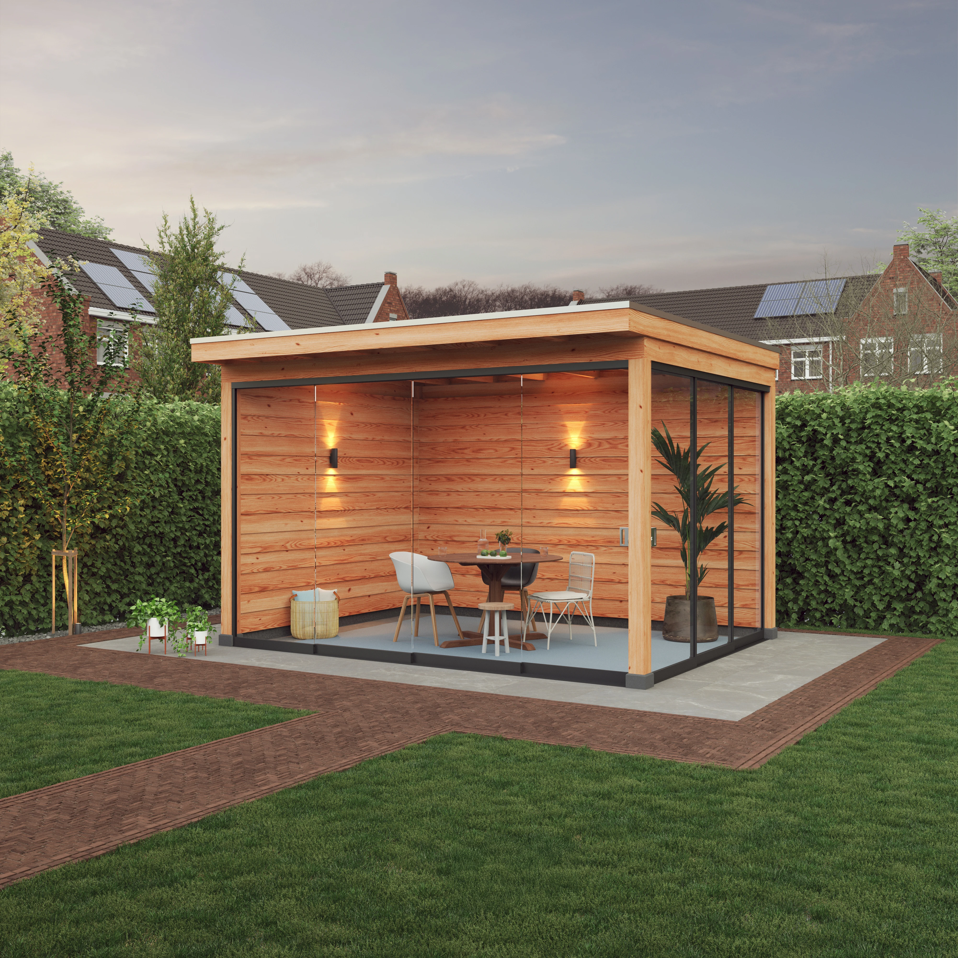 Douglas overkapping, 400 x 400, met achterwand en twee zijwanden, Westwood Comfort - Afbeelding 2